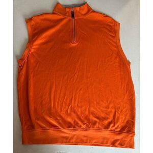 G Mac‎ Kartel Vest Mens XL Orange Golf 100% Cotton Quarter Zip Mock Neck Limited